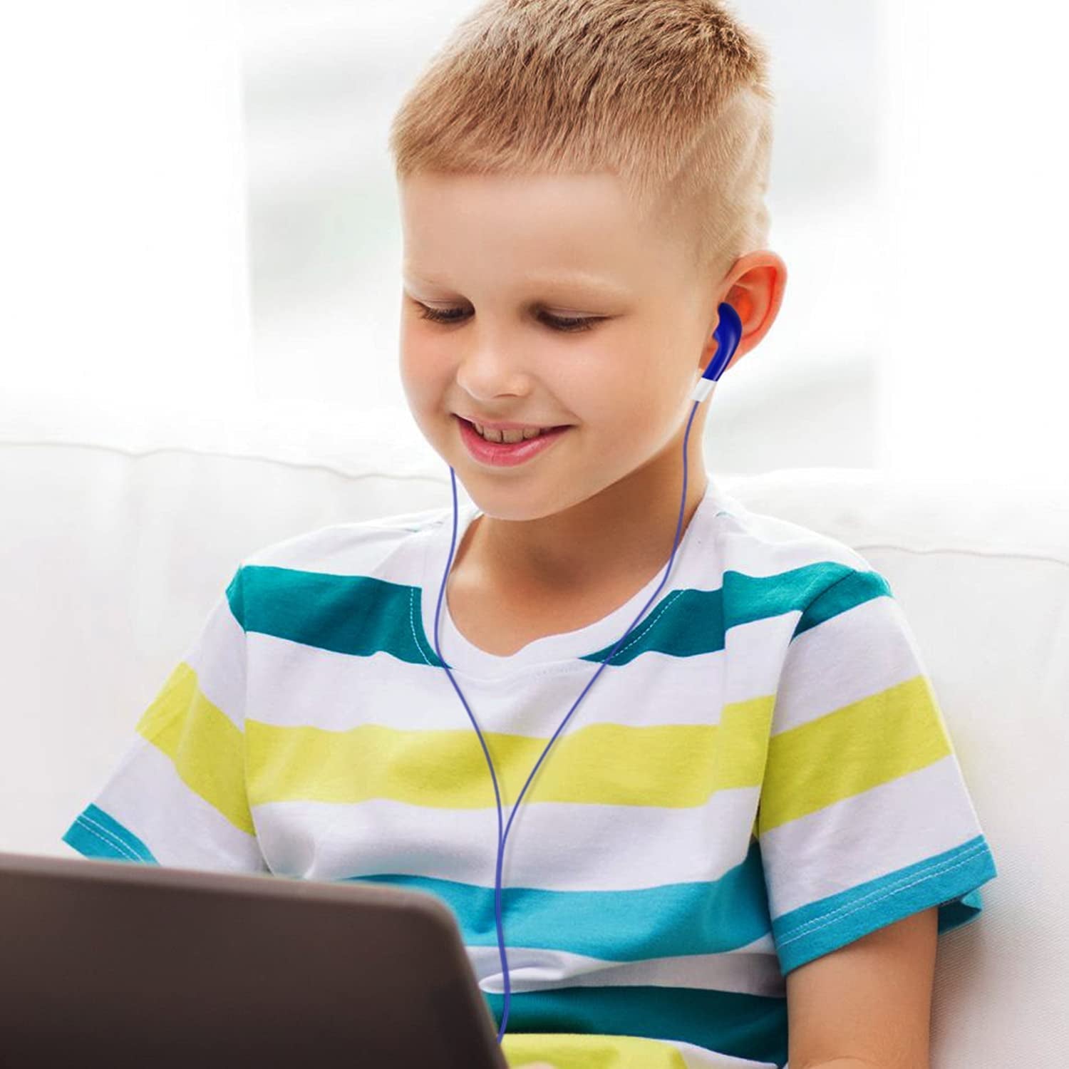 Earbuds Bulk for Kids Students School Classroom 30 Pack,  Wholesale Disposable Earphones Headphones for Computers Chromebook Ipad PC Android Phone, Fits All 3.5Mm Interface